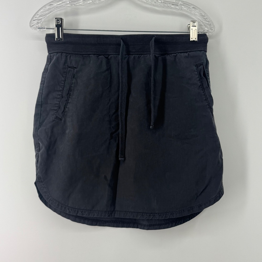James Perse Standard WAM5792CU Charcoal Black Tencel Cotton Mini Skirt Size 1
